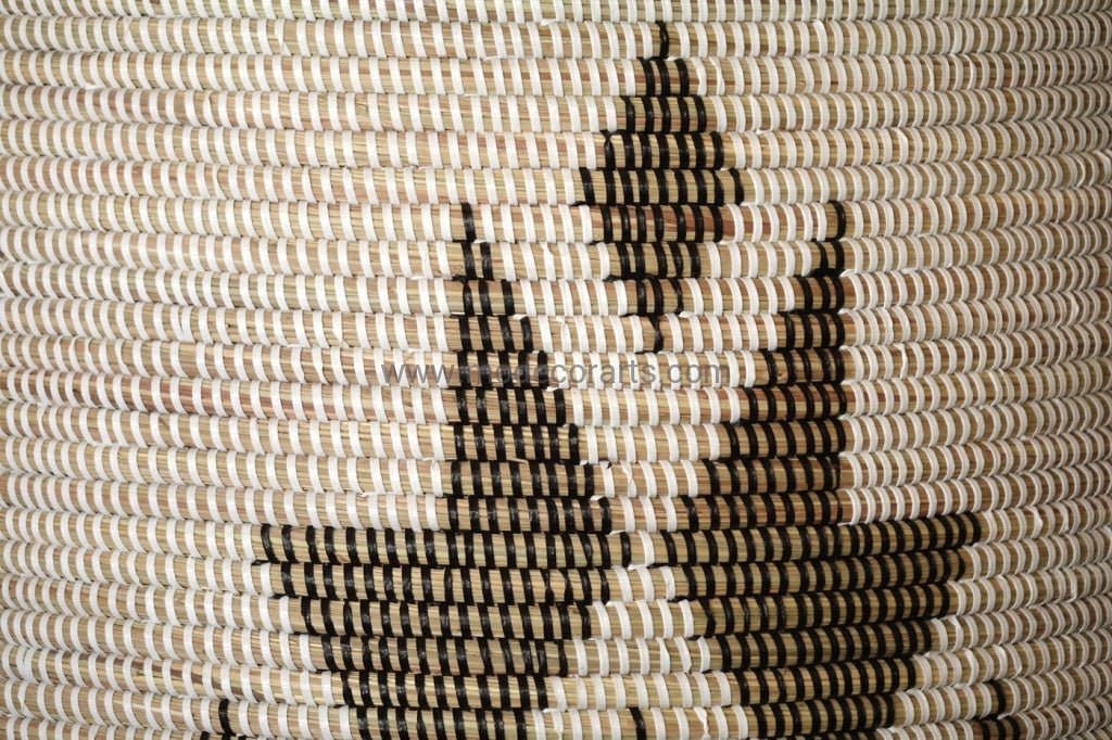Eco Friendly Handwoven Laundry Basket (XL) in white with black pattern / Senegalese Laundry Hamper - modecorarts