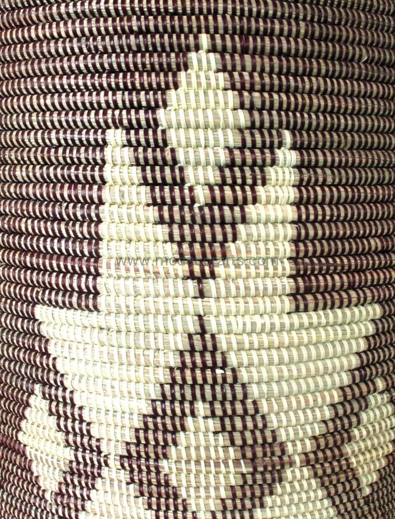 Eco Friendly Laundry Basket (XL) in brown with tribal flower / Senegalese Handwoven Laundry Hamper - modecorarts