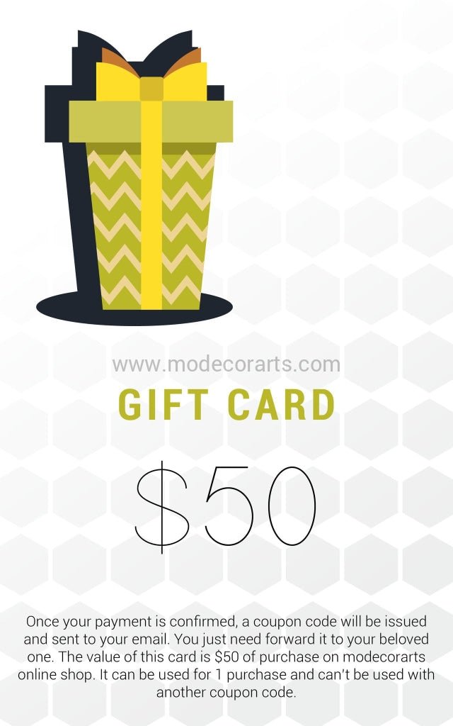 Gift Card of $50 / Gift Voucher $50 - modecorarts