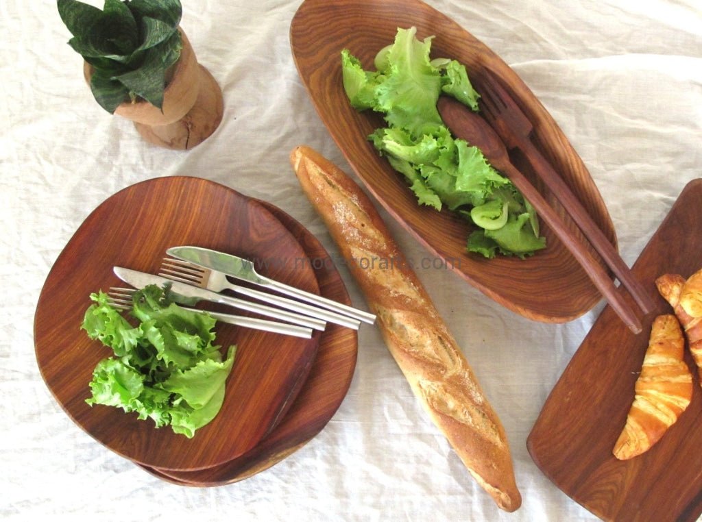 Round Wood Plate // Round plate in teak wood - modecorarts