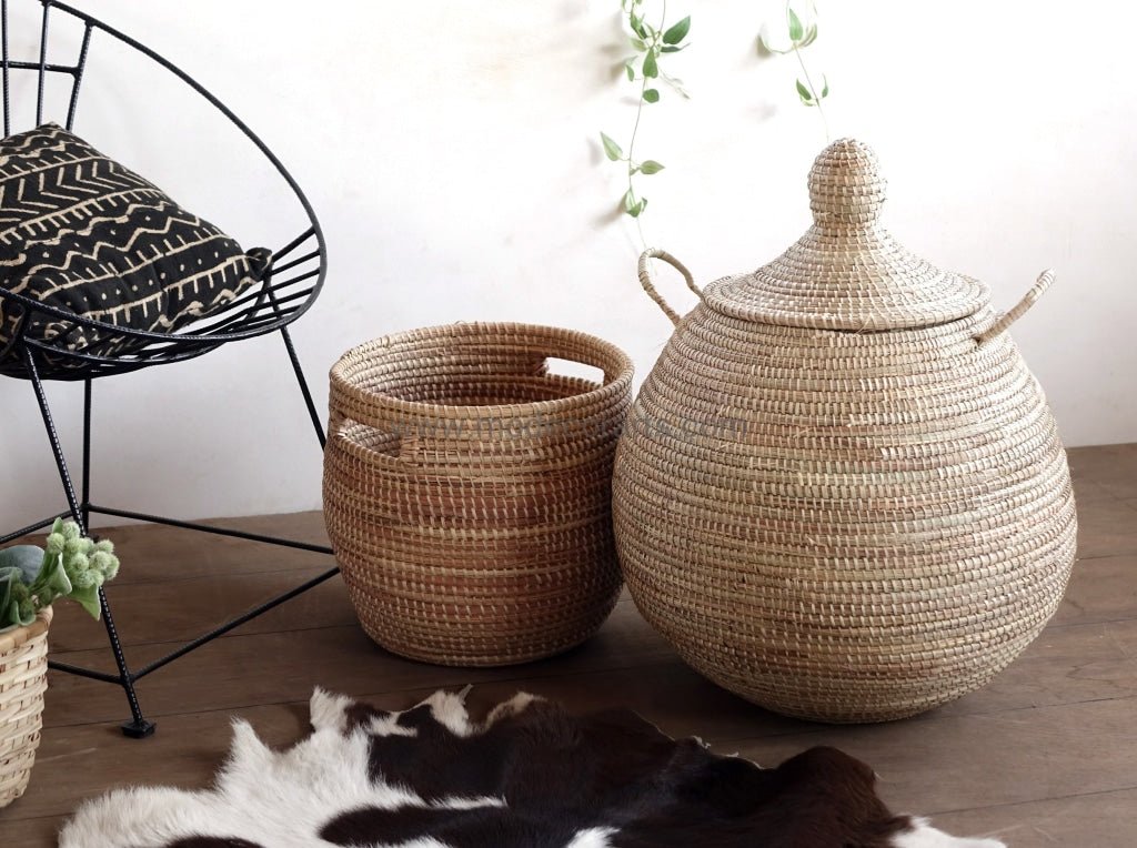 S size Palm Tree Natural Basket / Storage Hamper / African Baskets - modecorarts
