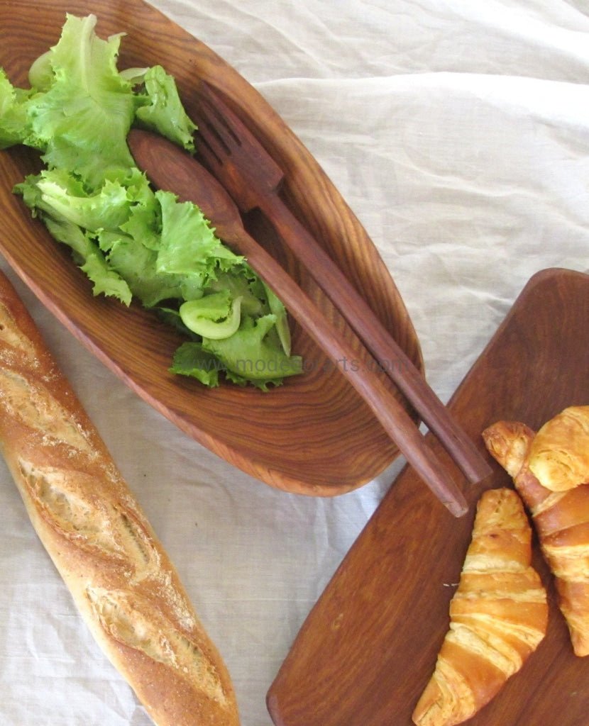 Salad server set in wood / Wooden salad servers / Wood spoon & fork - modecorarts