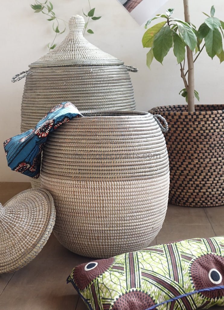 Set of eco friendly handwoven Senegalese laundry baskets in sale