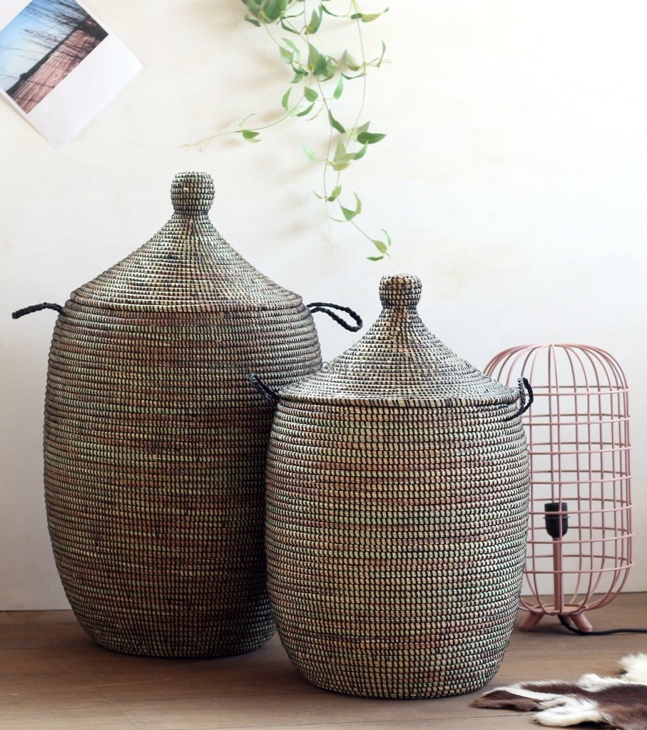 Set of eco friendly handwoven Senegalese laundry baskets in sale