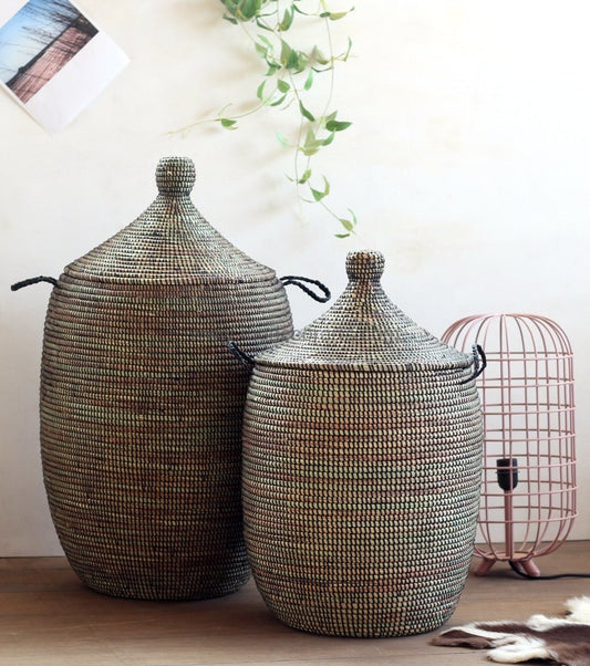 Set of eco friendly handwoven Senegalese laundry baskets in sale
