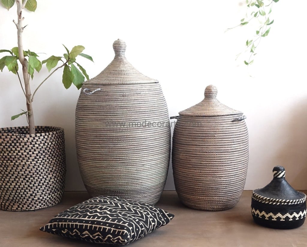 Set of eco friendly handwoven Senegalese laundry baskets in sale