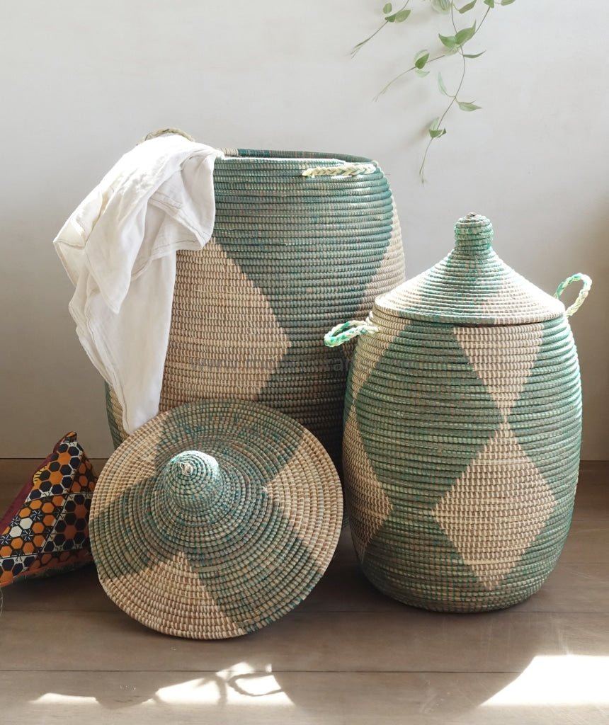 Set of eco friendly handwoven Senegalese laundry baskets in sale
