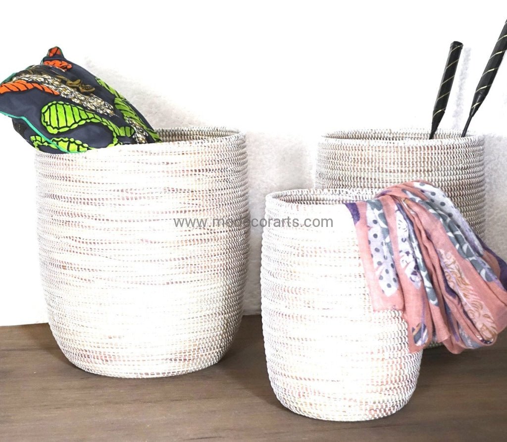Set of eco friendly handwoven Senegalese laundry baskets in sale