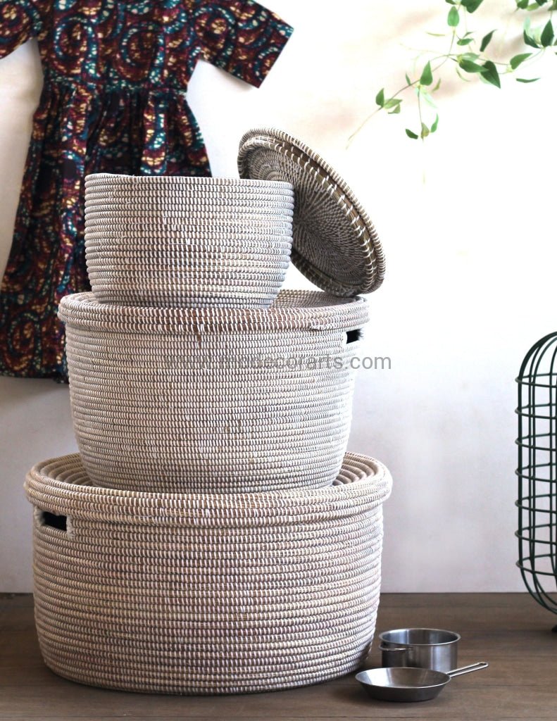Set of eco friendly handwoven Senegalese laundry baskets in sale