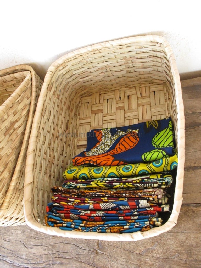 Set of 3 rectangular baskets / Borassus stem baskets - modecorarts