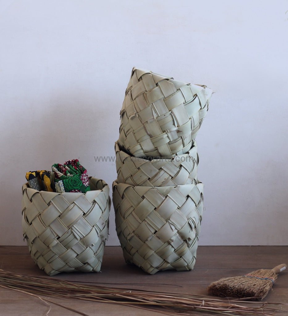 Set of eco friendly handwoven Senegalese laundry baskets in sale