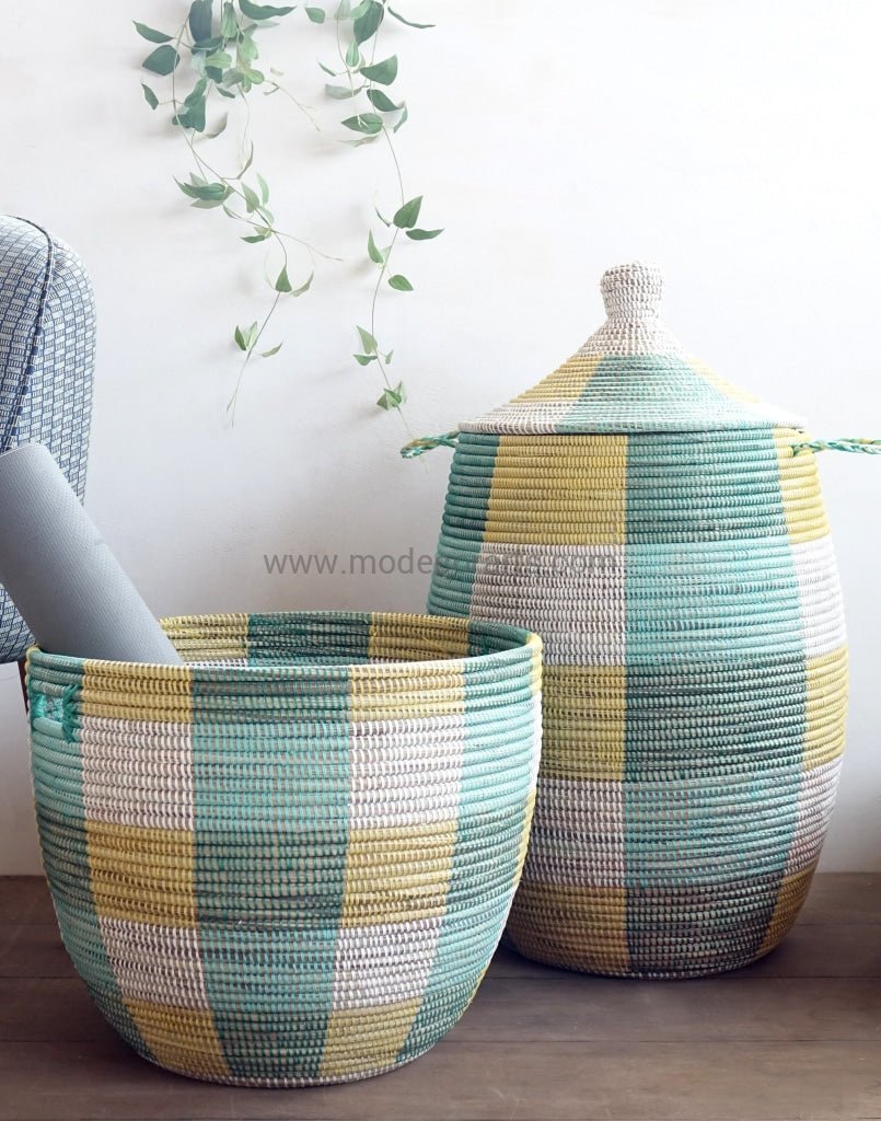 Set of eco friendly handwoven Senegalese laundry baskets in sale
