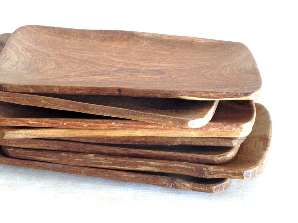 Wood Plate with rounded corners // Rectangle plate in teak wood - modecorarts