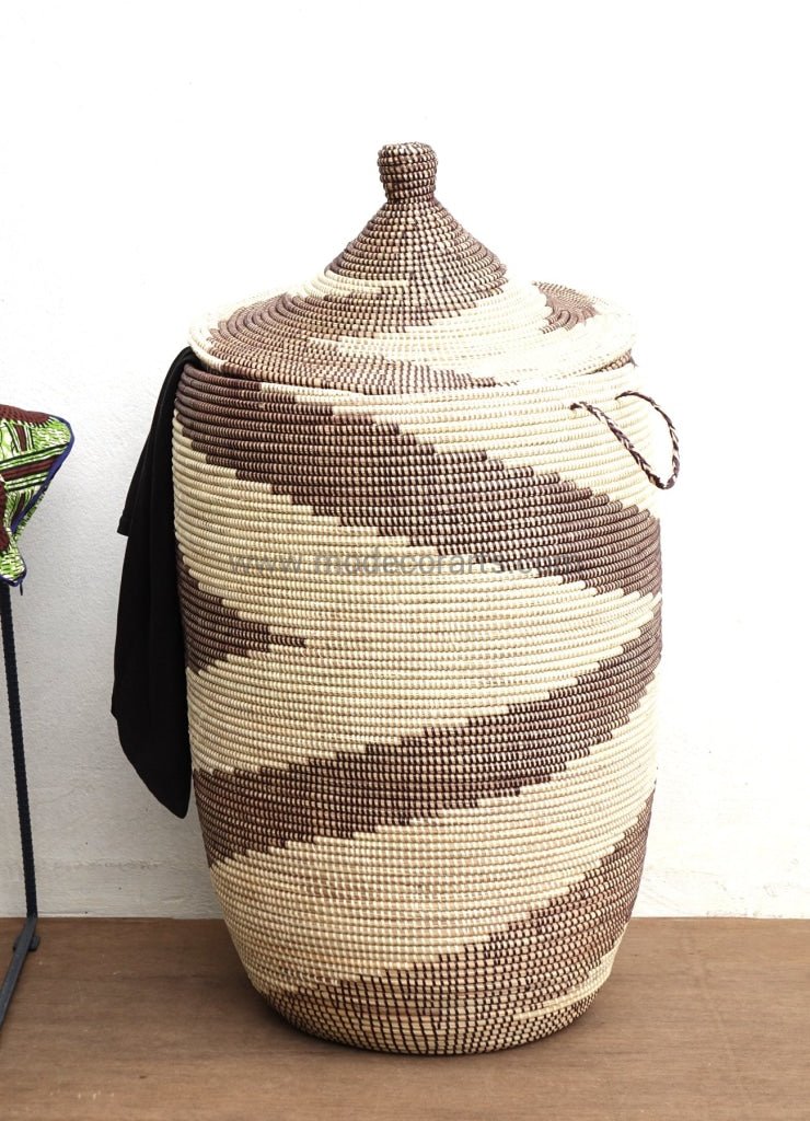 Handwoven Senegalese Laundry Basket with lid - Sustainable home decor