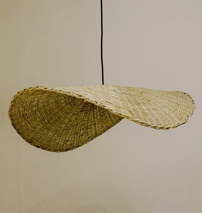 Wavy Lampshades in Palm Stems / Handwoven Lampshades / Ceiling Pendant Light Shade - modecorarts